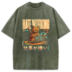A Cat That Hates Working Washed T-Shirt