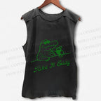 Unisex Crocodile Take It Easy Printed Washed Tank Top