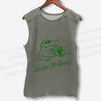 Unisex Crocodile Take It Easy Printed Washed Tank Top