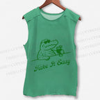 Unisex Crocodile Take It Easy Printed Washed Tank Top