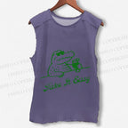 Unisex Crocodile Take It Easy Printed Washed Tank Top