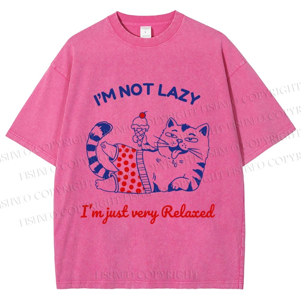 Unisex Relax Cat Printed Washed Tee