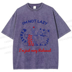 Unisex Relax Cat Printed Washed Tee