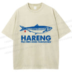 Unisex Sardine Fish Printed Washed Tee