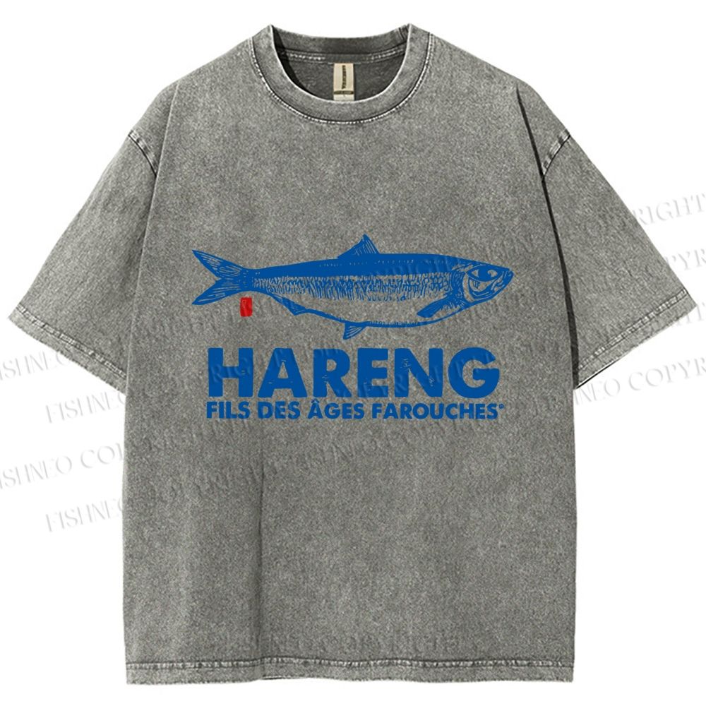 Unisex Sardine Fish Printed Washed Tee