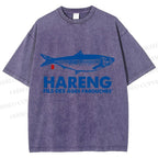 Unisex Sardine Fish Printed Washed Tee