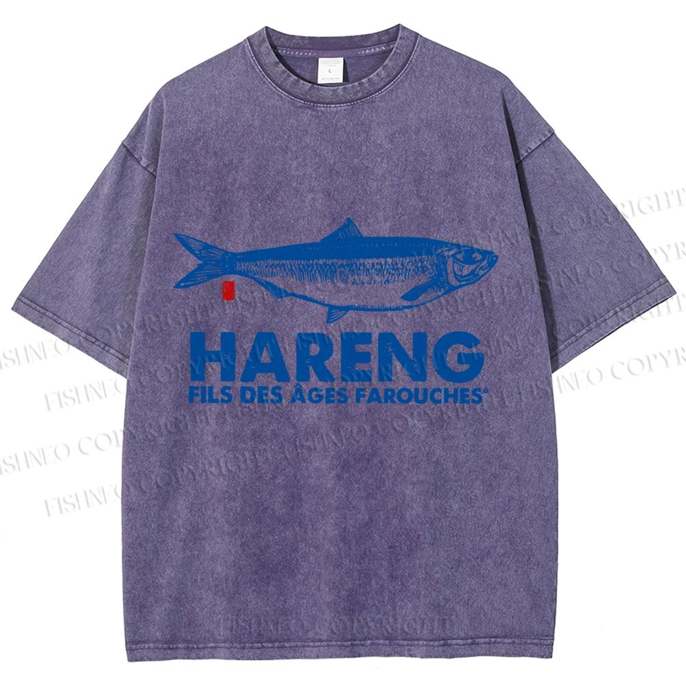 Unisex Sardine Fish Printed Washed Tee