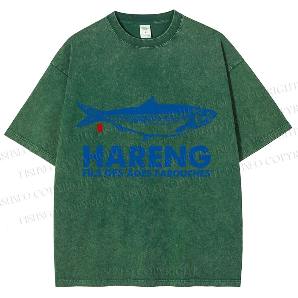 Unisex Sardine Fish Printed Washed Tee