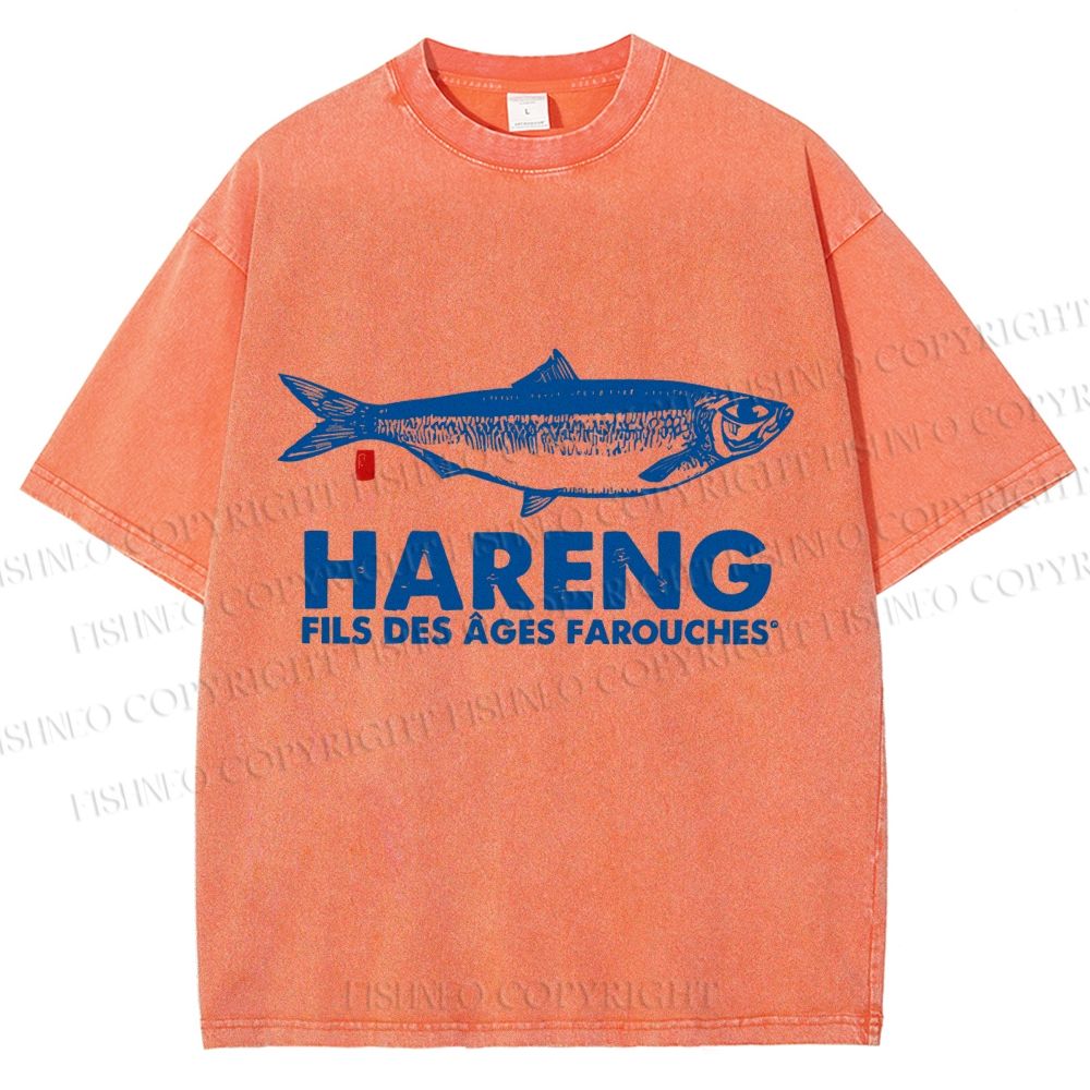 Unisex Sardine Fish Printed Washed Tee