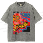 Unisex Japanese Yayoi Kusama Printed Washed Tee