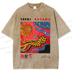Unisex Japanese Yayoi Kusama Printed Washed Tee
