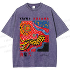 Unisex Japanese Yayoi Kusama Printed Washed Tee