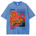 Unisex Japanese Yayoi Kusama Printed Washed Tee