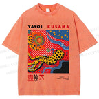 Unisex Japanese Yayoi Kusama Printed Washed Tee