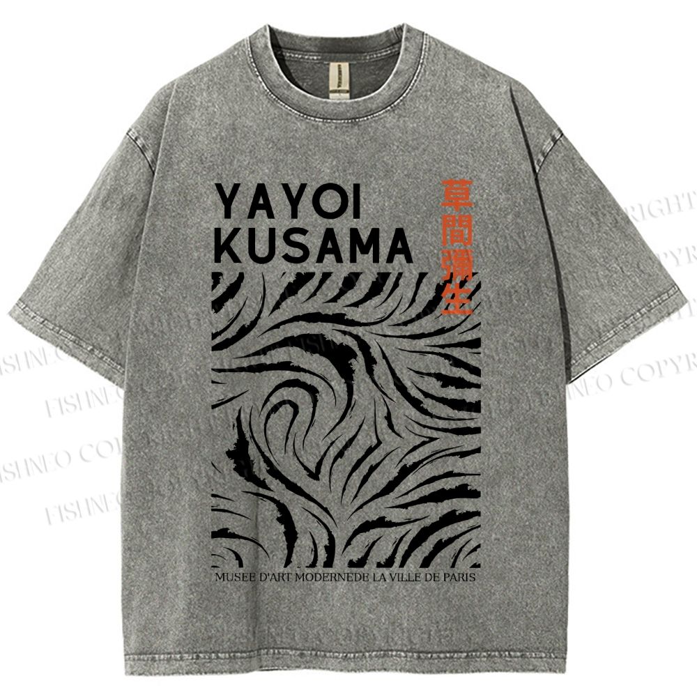 Unisex Japanese Yayoi Kusama Printed Washed Tee