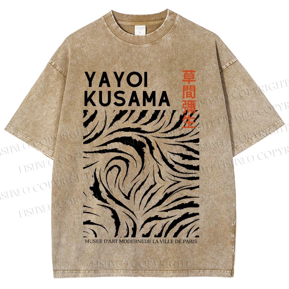 Unisex Japanese Yayoi Kusama Printed Washed Tee