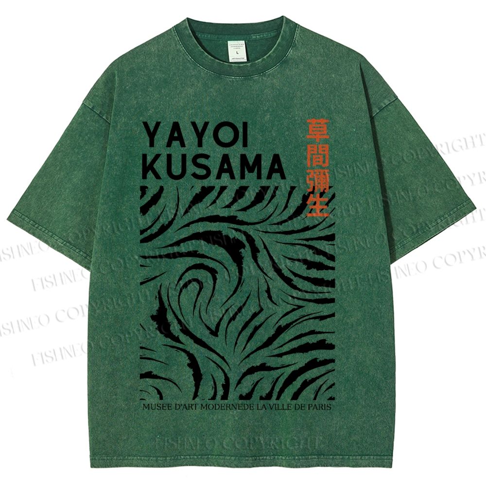 Unisex Japanese Yayoi Kusama Printed Washed Tee