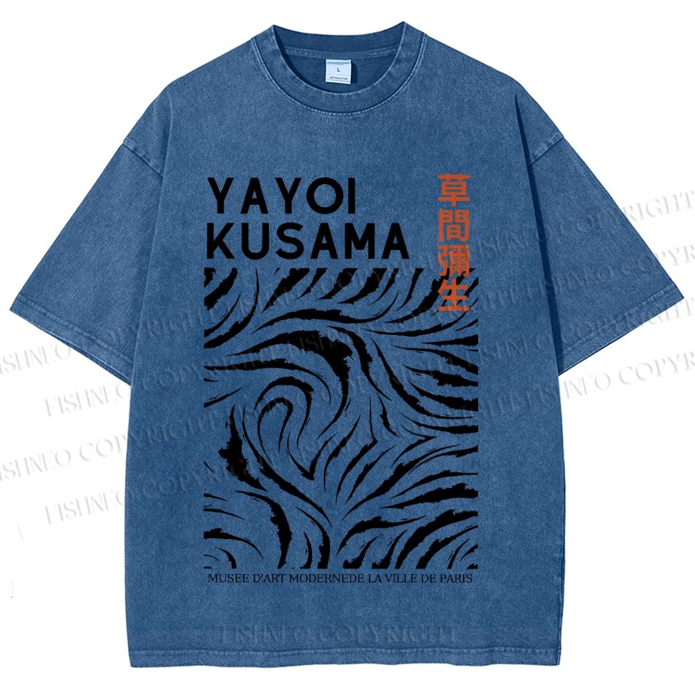 Unisex Japanese Yayoi Kusama Printed Washed Tee