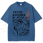 Unisex Japanese Yayoi Kusama Printed Washed Tee