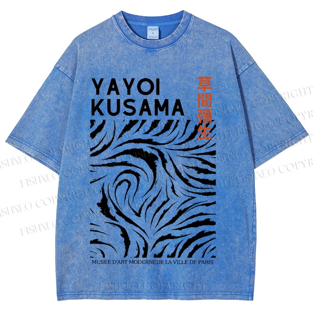 Unisex Japanese Yayoi Kusama Printed Washed Tee