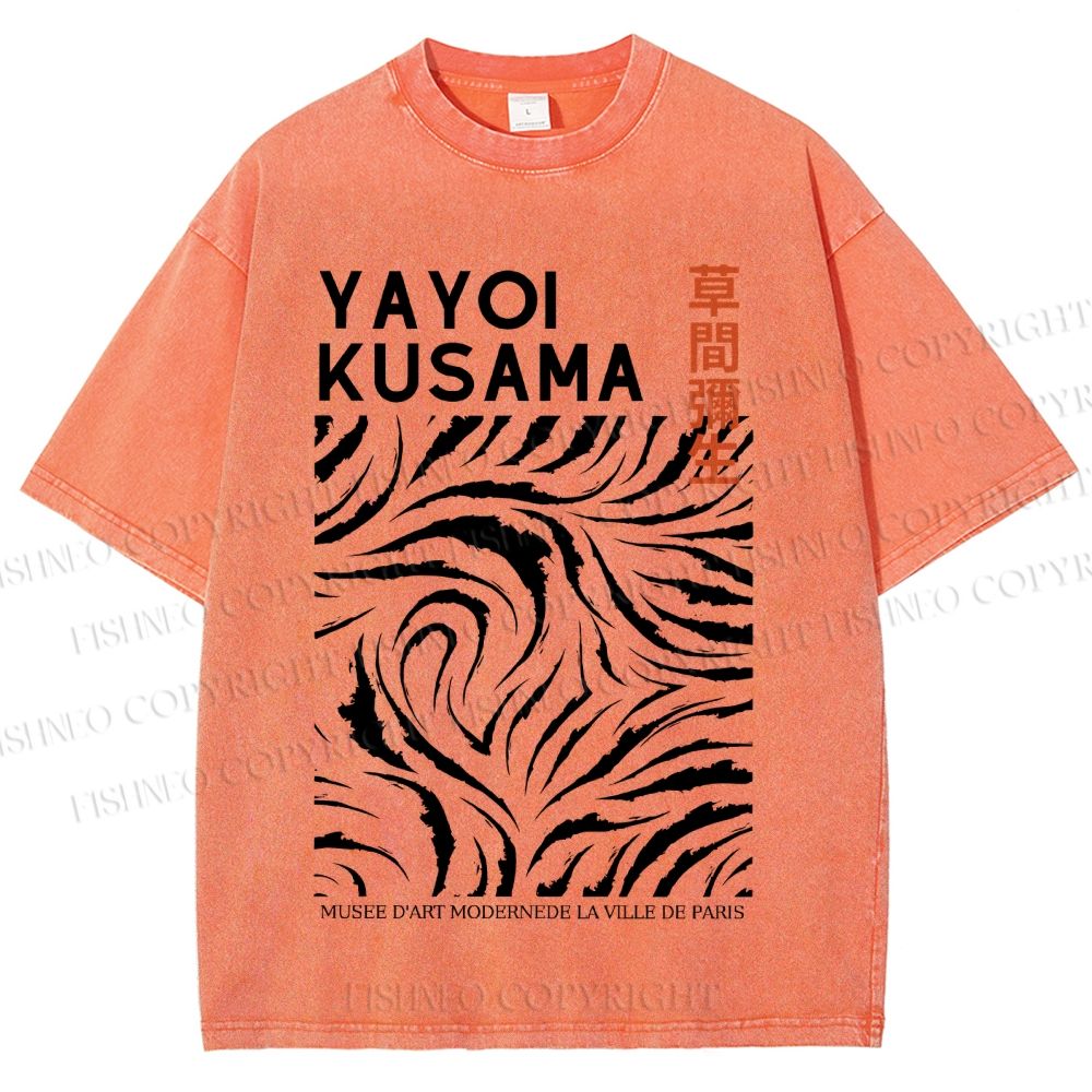 Unisex Japanese Yayoi Kusama Printed Washed Tee