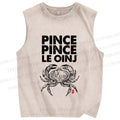 Unisex Vintage Crab Printed Washed Tank Top