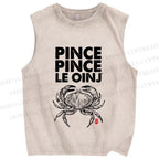 Unisex Vintage Crab Printed Washed Tank Top