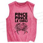 Unisex Vintage Crab Printed Washed Tank Top