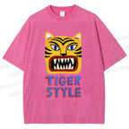 Unisex Tiger Style Printed Washed Tee