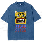 Unisex Tiger Style Printed Washed Tee