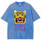 Unisex Tiger Style Printed Washed Tee
