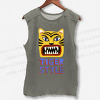 Unisex Tiger Style Printed Washed Tank Top
