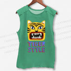 Unisex Tiger Style Printed Washed Tank Top