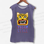 Unisex Tiger Style Printed Washed Tank Top