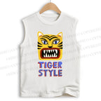 Unisex Tiger Style Printed Cotton Tank Top