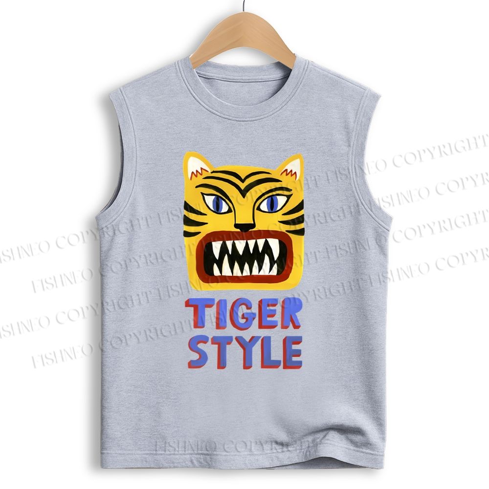 Unisex Tiger Style Printed Cotton Tank Top