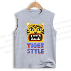 Unisex Tiger Style Printed Cotton Tank Top