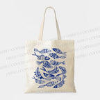 Vintage Fish Graffiti Tote Bag