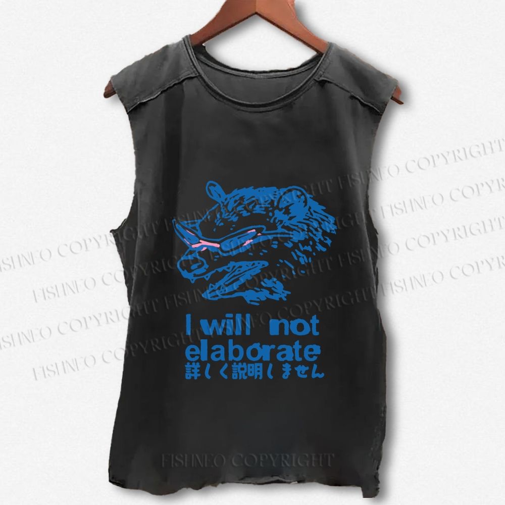 Unisex Japanese Opossum Will Not Elaborate Printed Washed Tank Top