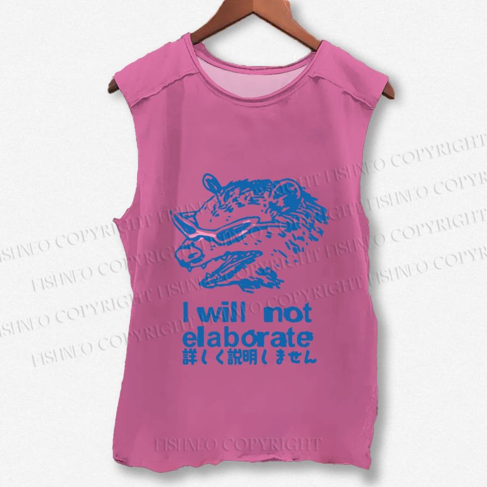 Unisex Japanese Opossum Will Not Elaborate Printed Washed Tank Top