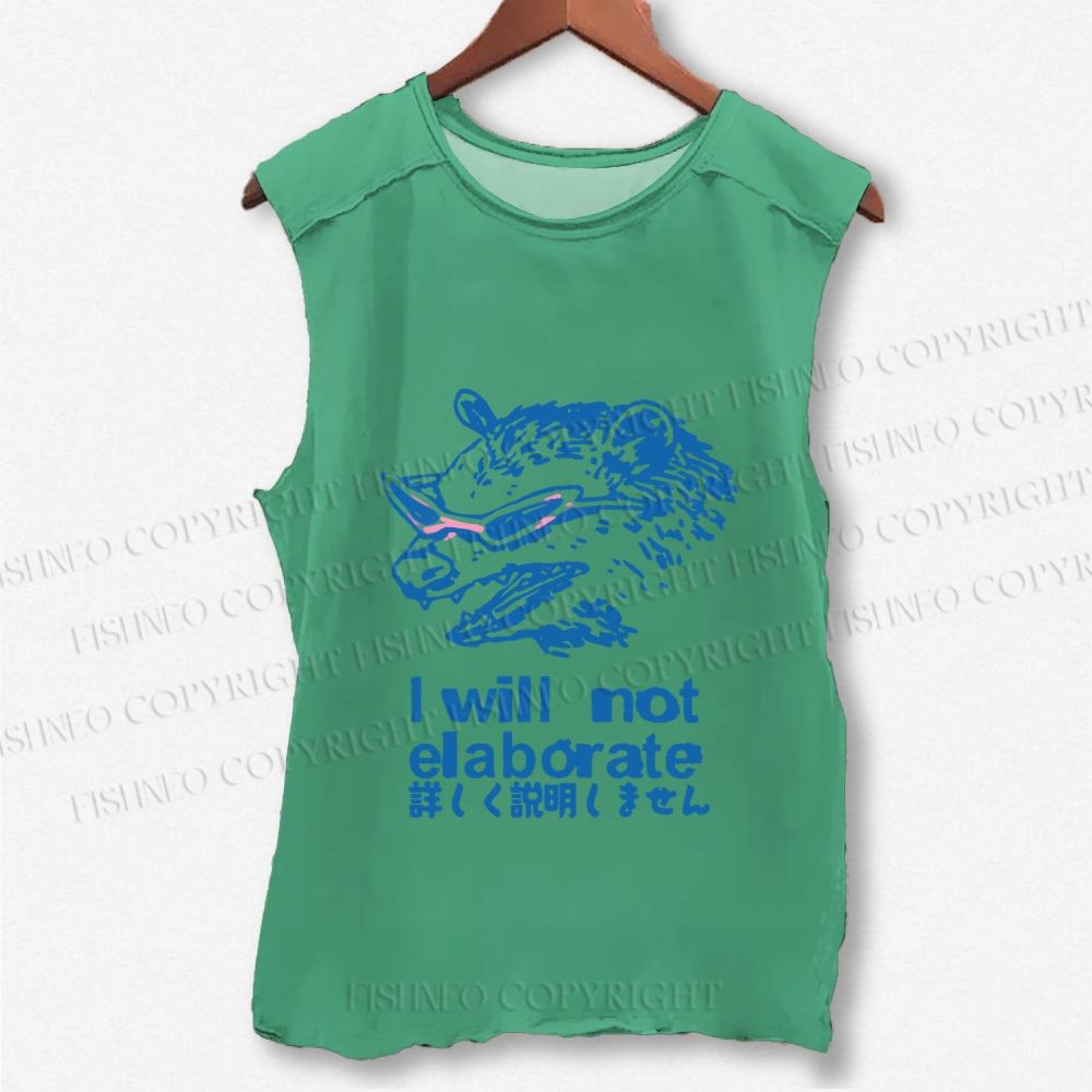 Unisex Japanese Opossum Will Not Elaborate Printed Washed Tank Top