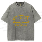Unisex Laying Cat Existing Printed Washed Tee