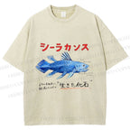 Unisex Fish Fossils Printed Washed Tee