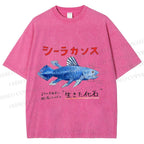 Unisex Fish Fossils Printed Washed Tee