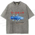 Unisex Fish Fossils Printed Washed Tee