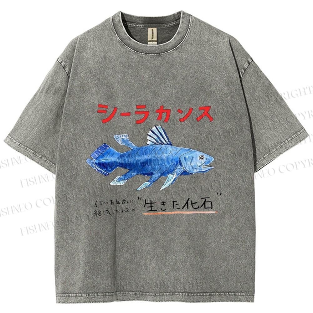 Unisex Fish Fossils Printed Washed Tee