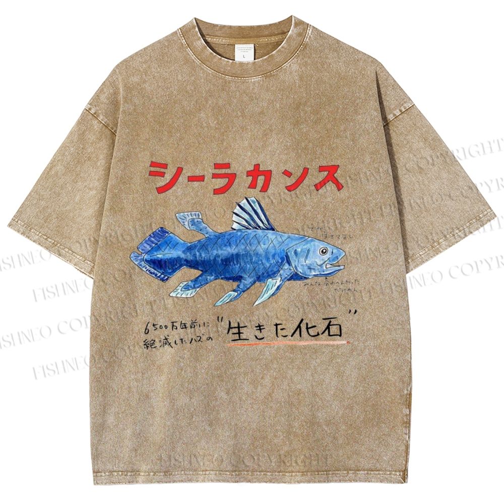 Unisex Fish Fossils Printed Washed Tee