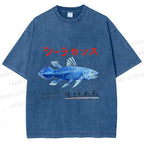Unisex Fish Fossils Printed Washed Tee