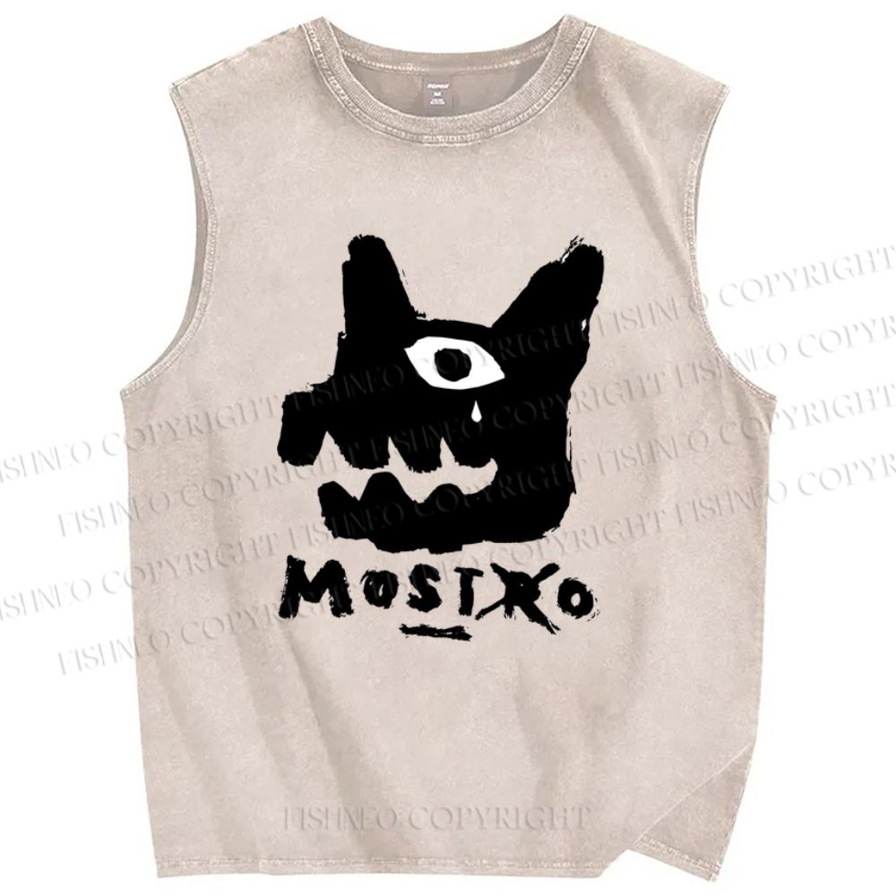 Unisex Monsters Printed Washed Tank Top
