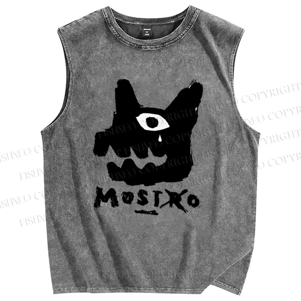 Unisex Monsters Printed Washed Tank Top
